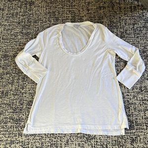 James Perse slub cotton scoop 3/4 sl tee, white, size 4